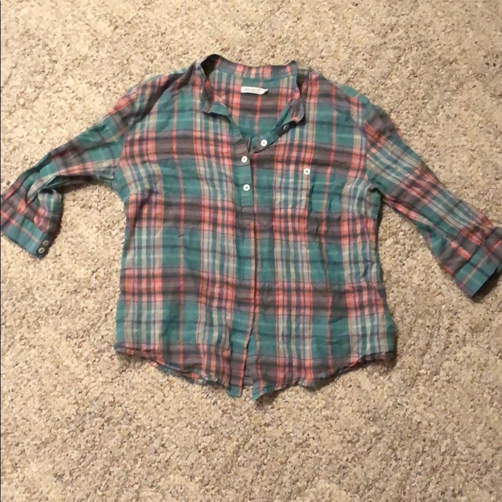 🔸5 for $35🔸Plaid 3/4 length sleeve button up
